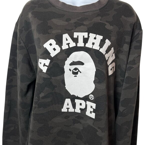 Authentic Bathing Ape Camouflage Crewneck Sweater Comfy Cozy Unisex XL *FLAWED - Picture 3 of 14